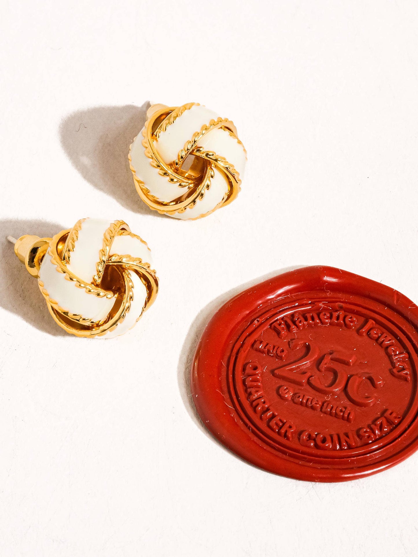 Astor Basket Weaved Ball Studs: White