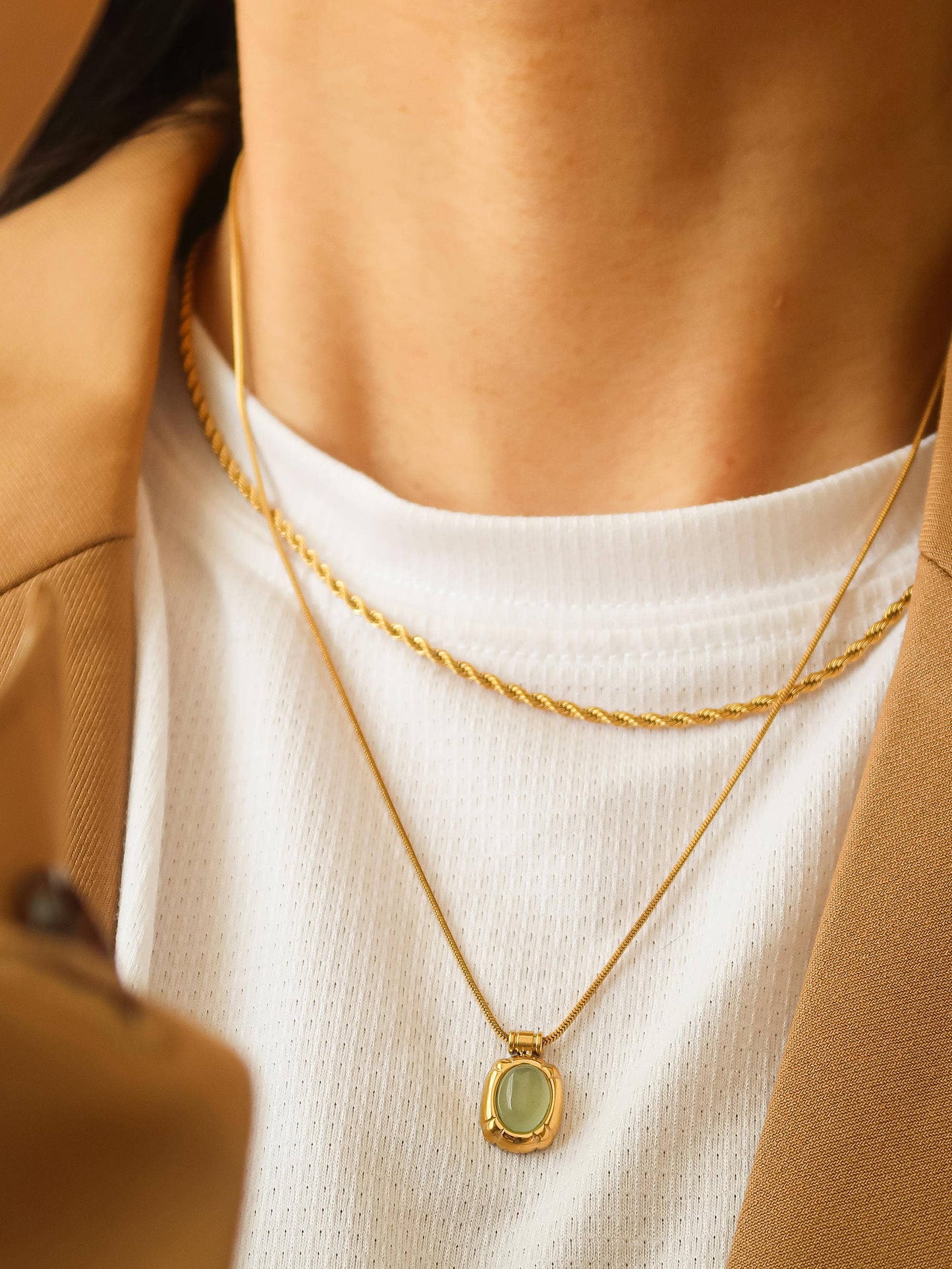 Dax Natural Stone Necklace: Green