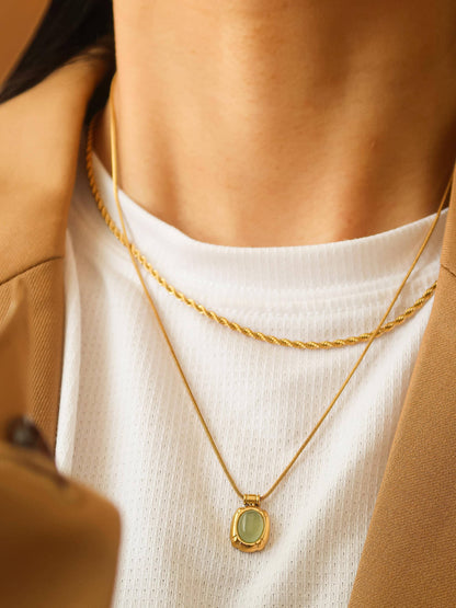 Dax Natural Stone Necklace: Green