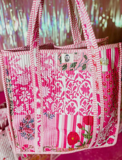 Pink City Patchwork | Regular Quilted Tote Bag 