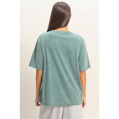 Washed Pocket Crew Neck T-Shirt