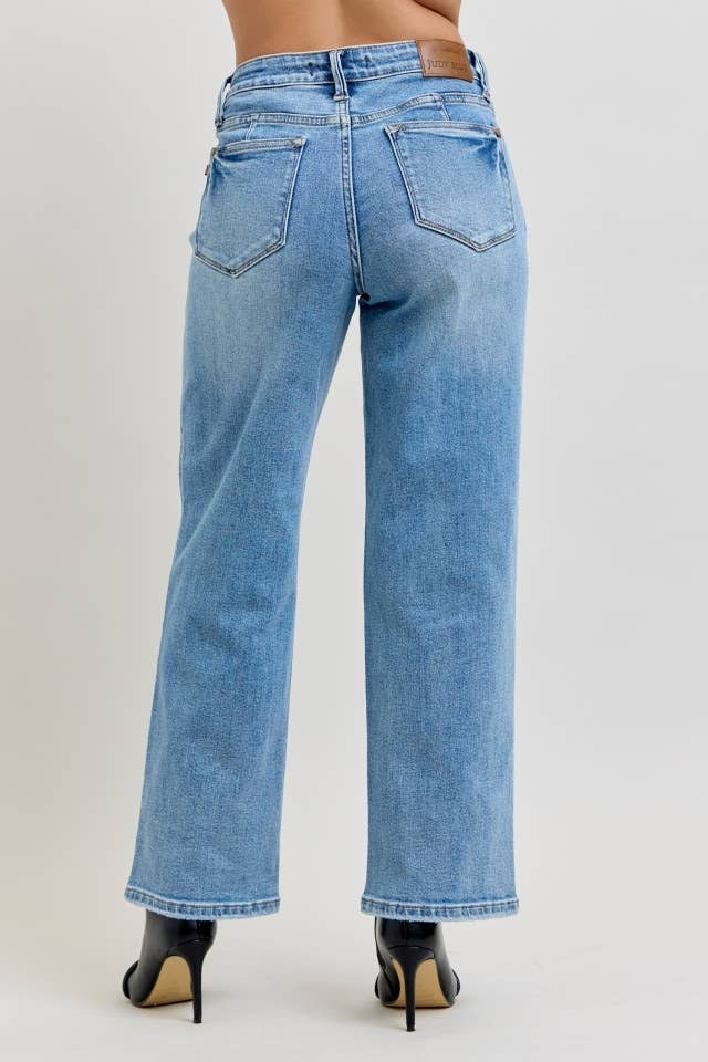 Judy Blue MR Petite Tummy Control Vintage Wash Straight