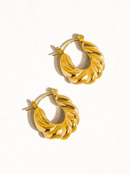 Kimberly 18K Gold Non-Tarnish Braided Hoop Earring: Yellow Gold