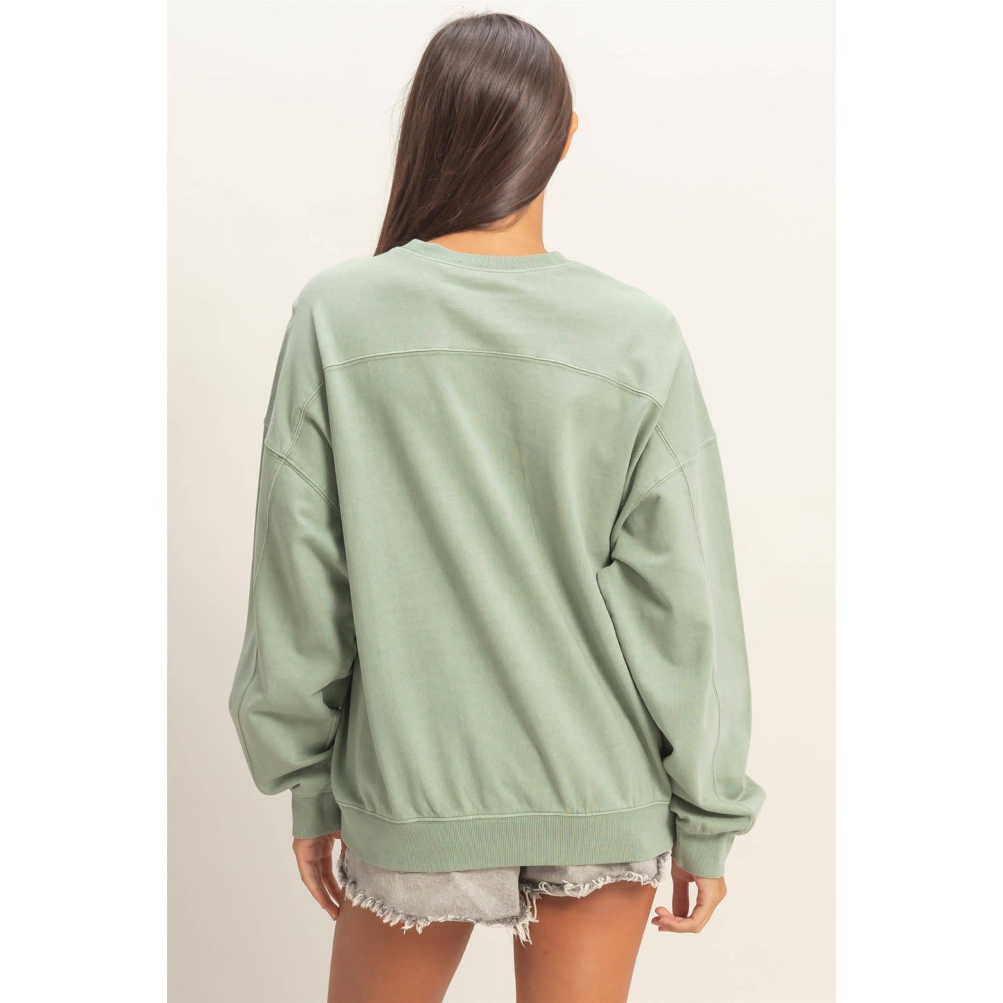 Ribbed Crew Neck Sweatshirt