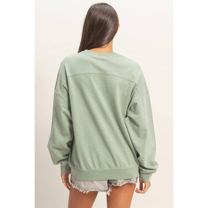 Ribbed Crew Neck Sweatshirt