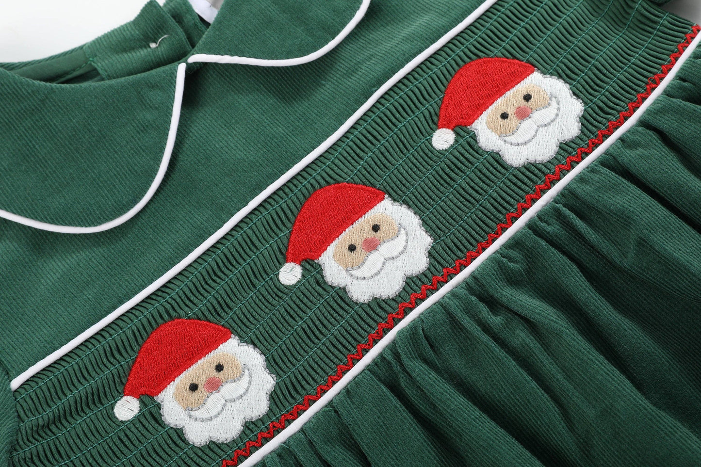 Green Velvet Santa Smocked Dress and Bloomers