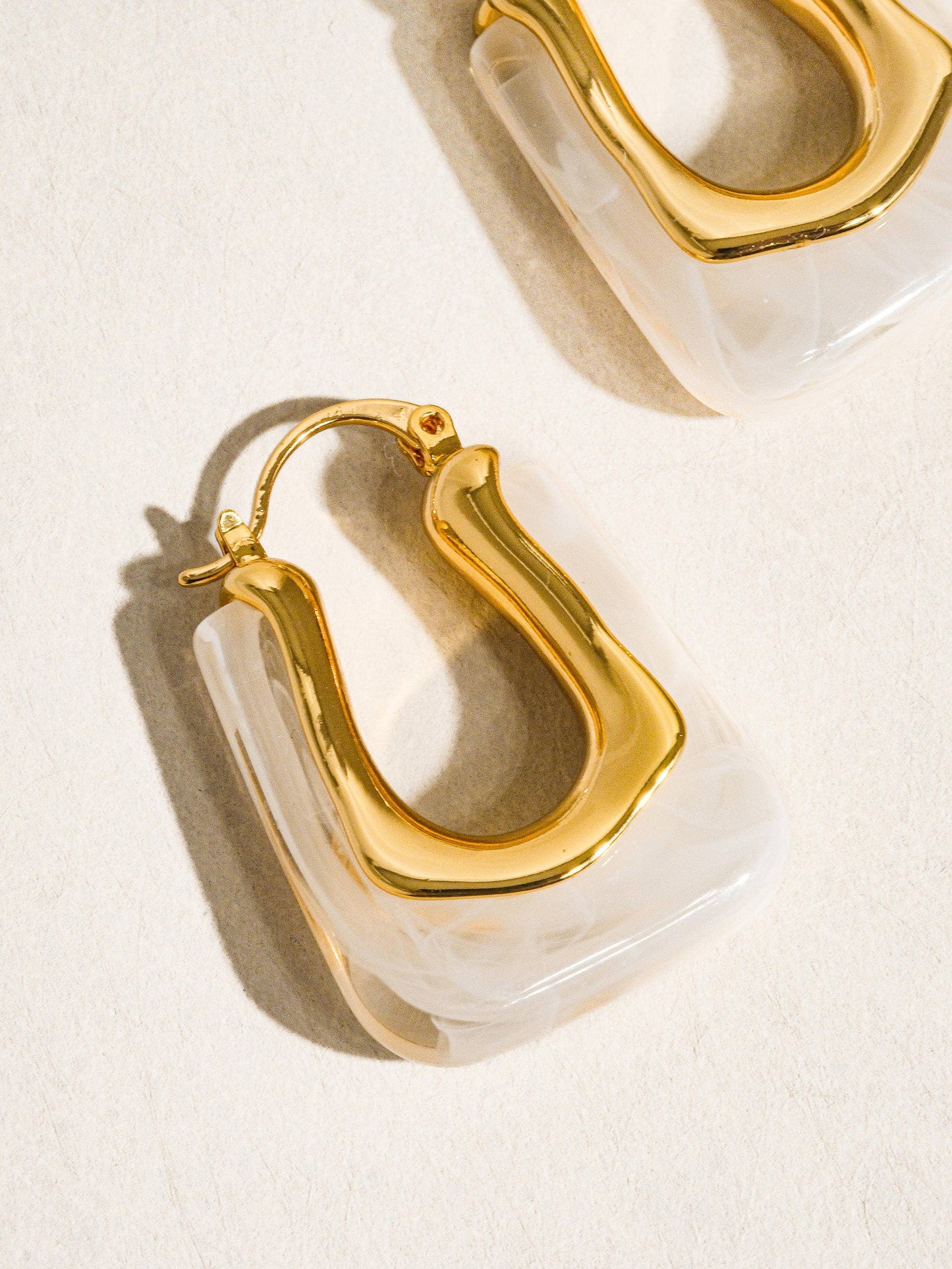Talia U-Shaped Boho Hoop Earring: Red