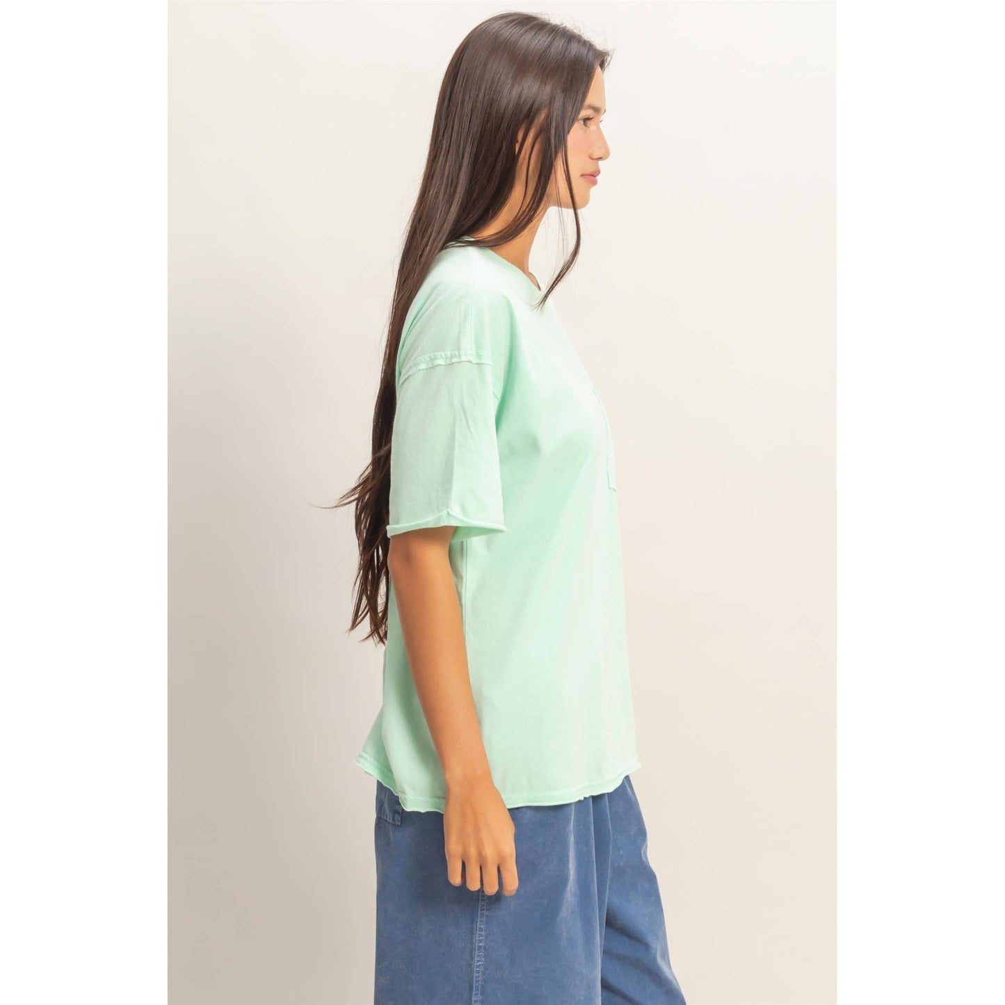 Washed Pocket Crew Neck T-Shirt