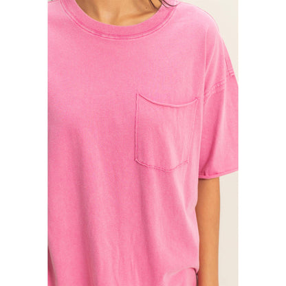 Washed Pocket Crew Neck T-Shirt