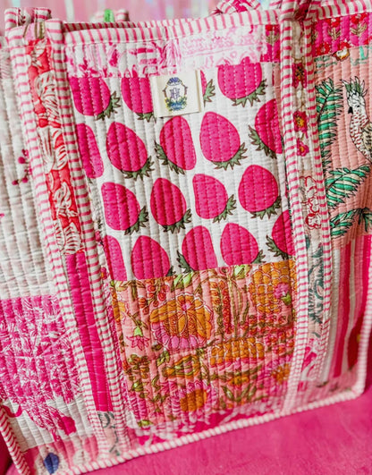 Pink City Patchwork | Regular Quilted Tote Bag 