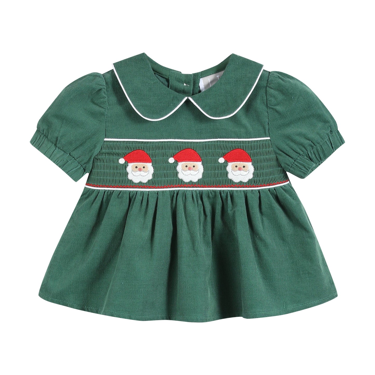 Green Velvet Santa Smocked Dress and Bloomers