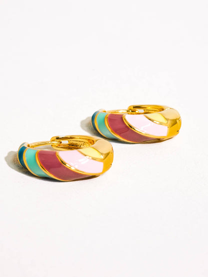 Paloma Colorful Striped Hoop Earring: Multi-Colored