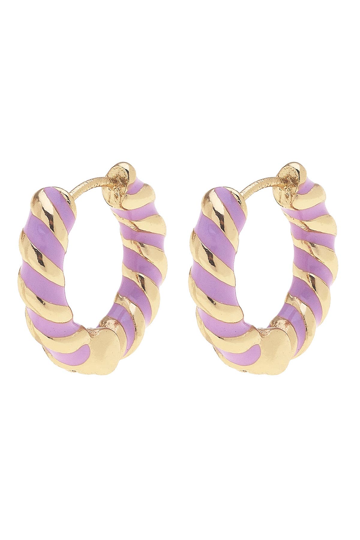 Amber Twisted Enamel Huggie Hoop Earrings