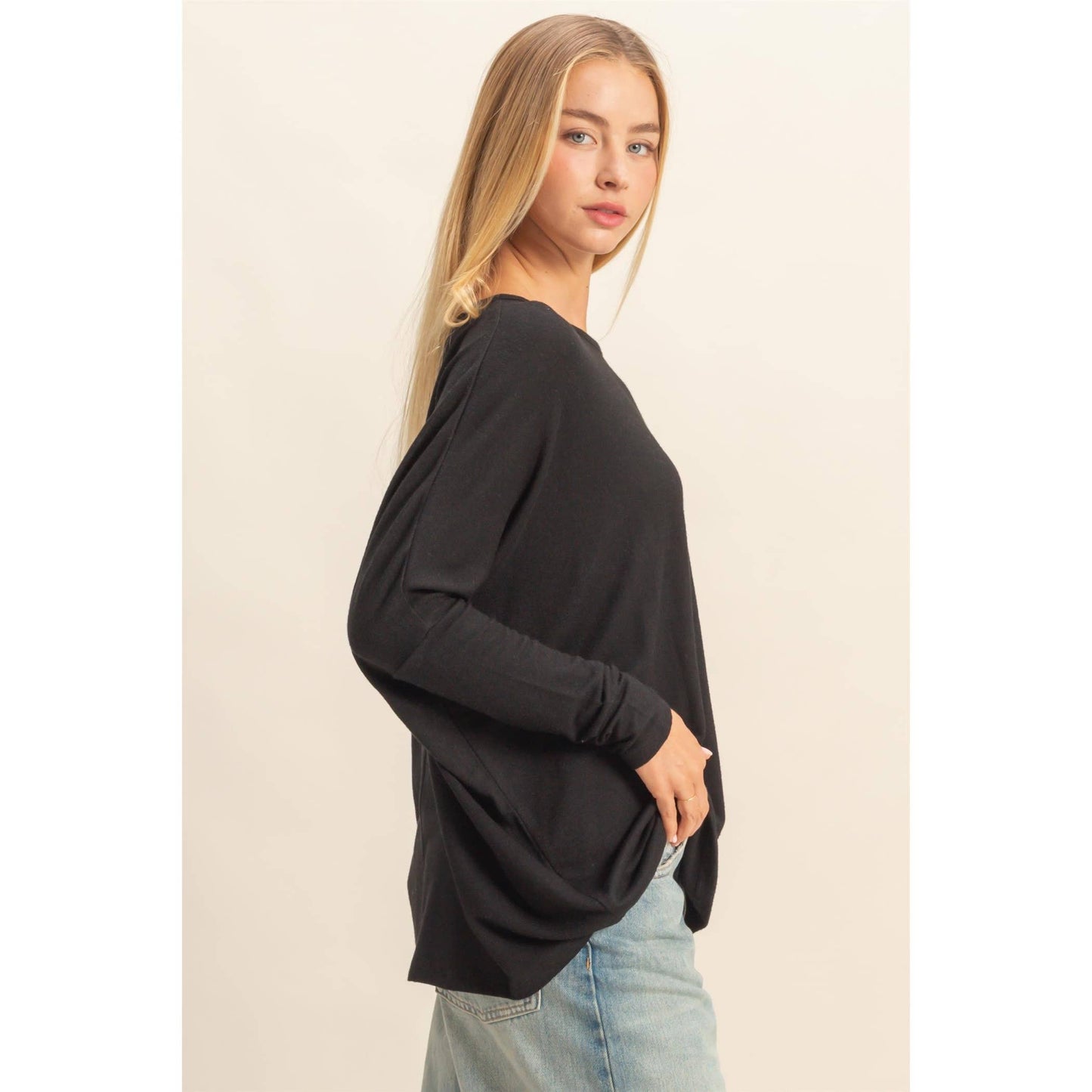 Relaxed Fit Dolman Long Sleeve Top