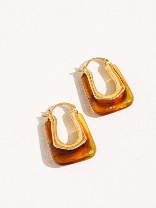 Talia U-Shaped Boho Hoop Earring: Red
