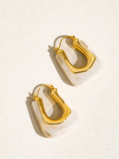 Talia U-Shaped Boho Hoop Earring: Red