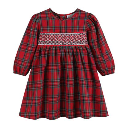 Red and Green Christmas Plaid Smocked Dress