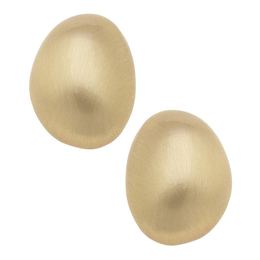 Icon Puffed Dome Statement Stud Earrings: Satin Gold