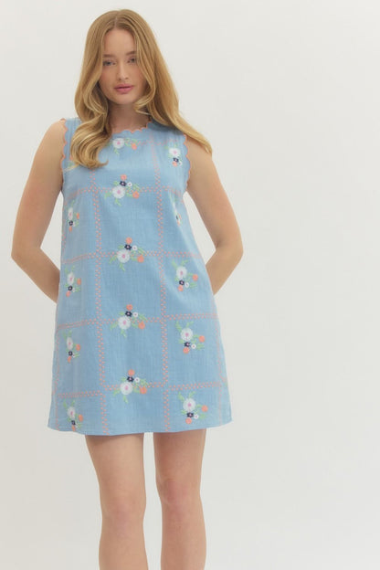 Bluebell Embroidered Mini Dress
