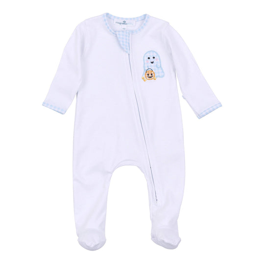 Boo Crew! Applique Zip Footie - Light Blue