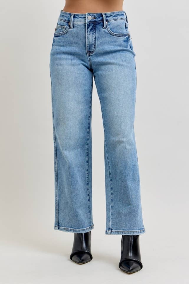 Judy Blue MR Petite Tummy Control Vintage Wash Straight