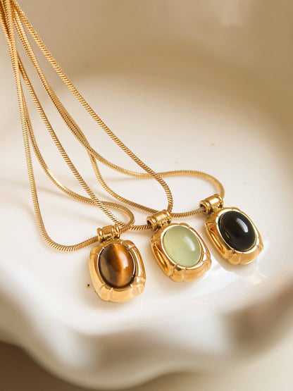 Dax Natural Stone Necklace: Green