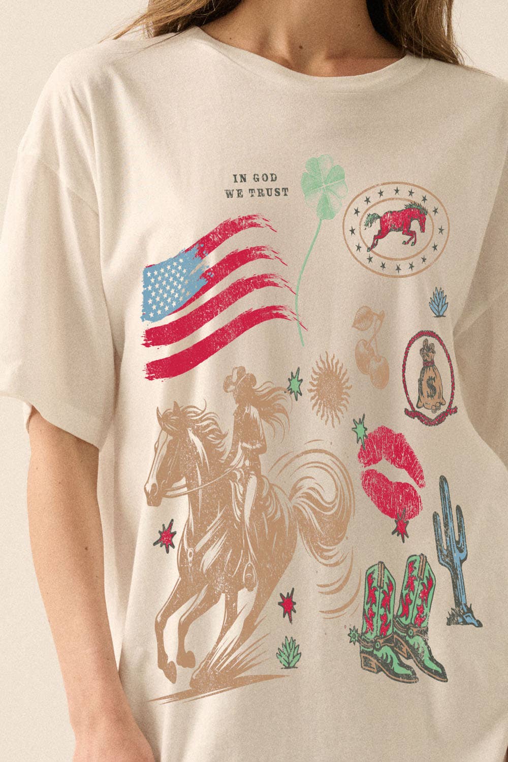 Americana Vintage-Print Oversize Graphic Tee