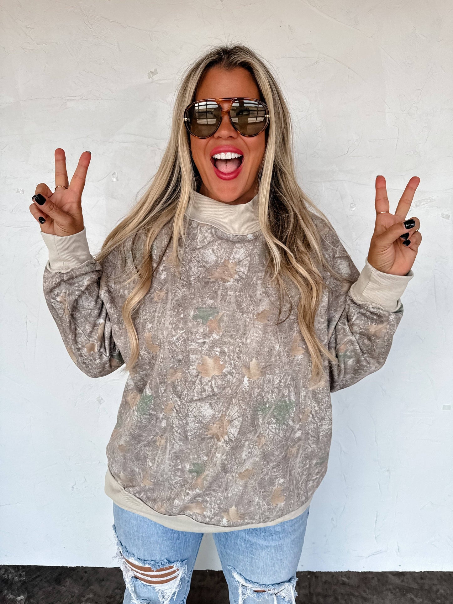 MILLER MOCK NECK SWEATSHIRT: WOODS CAMO