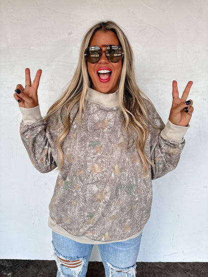 MILLER MOCK NECK SWEATSHIRT: WOODS CAMO