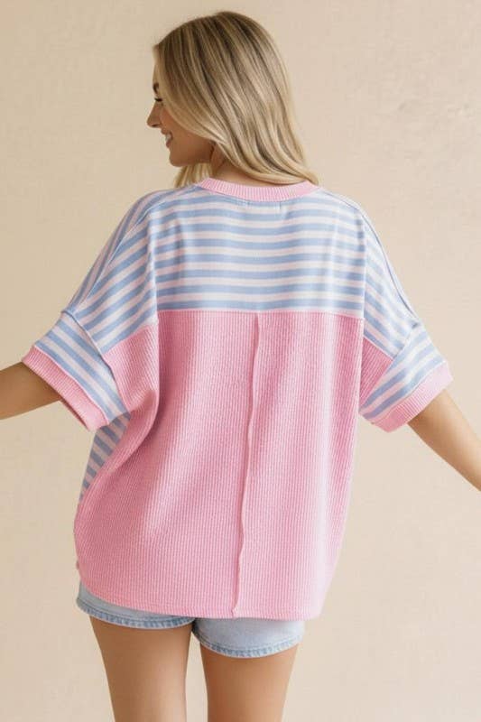 Clean Slate Loose Fit Stripe Pullover Top