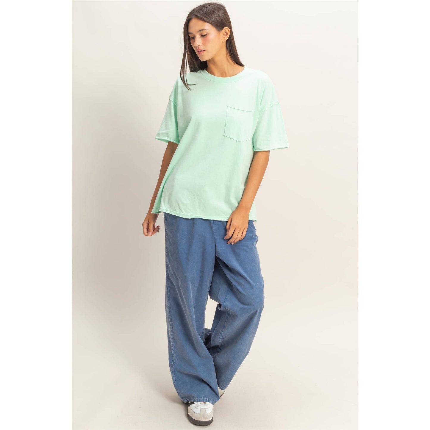 Washed Pocket Crew Neck T-Shirt