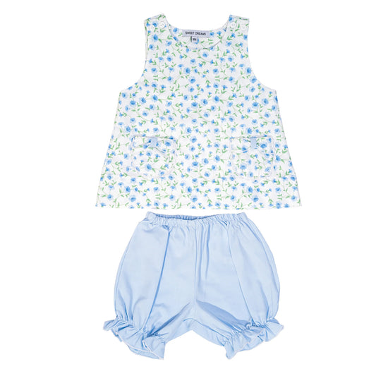 Glory Blue Floral Print Bloomer Set